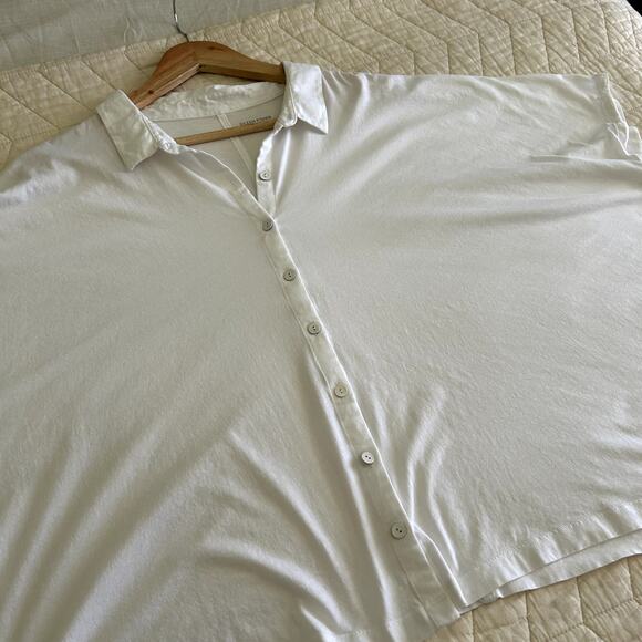 Eileen Fisher White Organic Cotton Poplin Boxy button Up Minimalist Top Size 2X - Picture 8 of 10